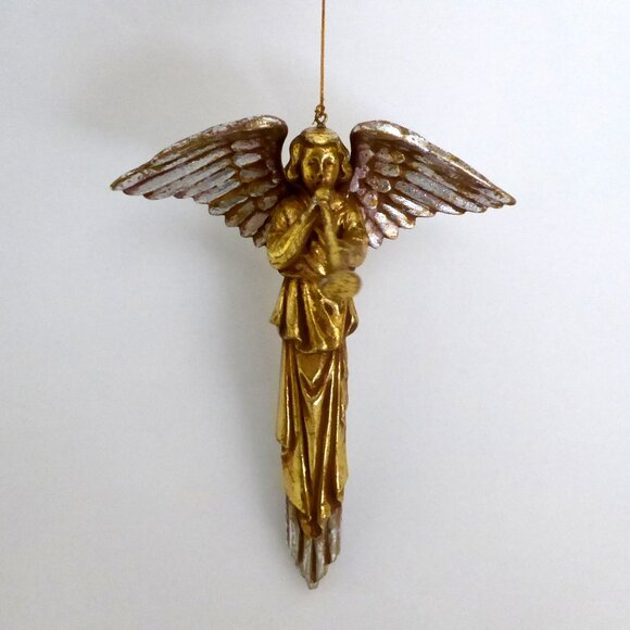 NEW 6.5” CHRISTMAS HOLIDAY GILT GOLD SILVER TRUMPETING ANGEL ORNAMENT LOT - Picture 9 of 11
